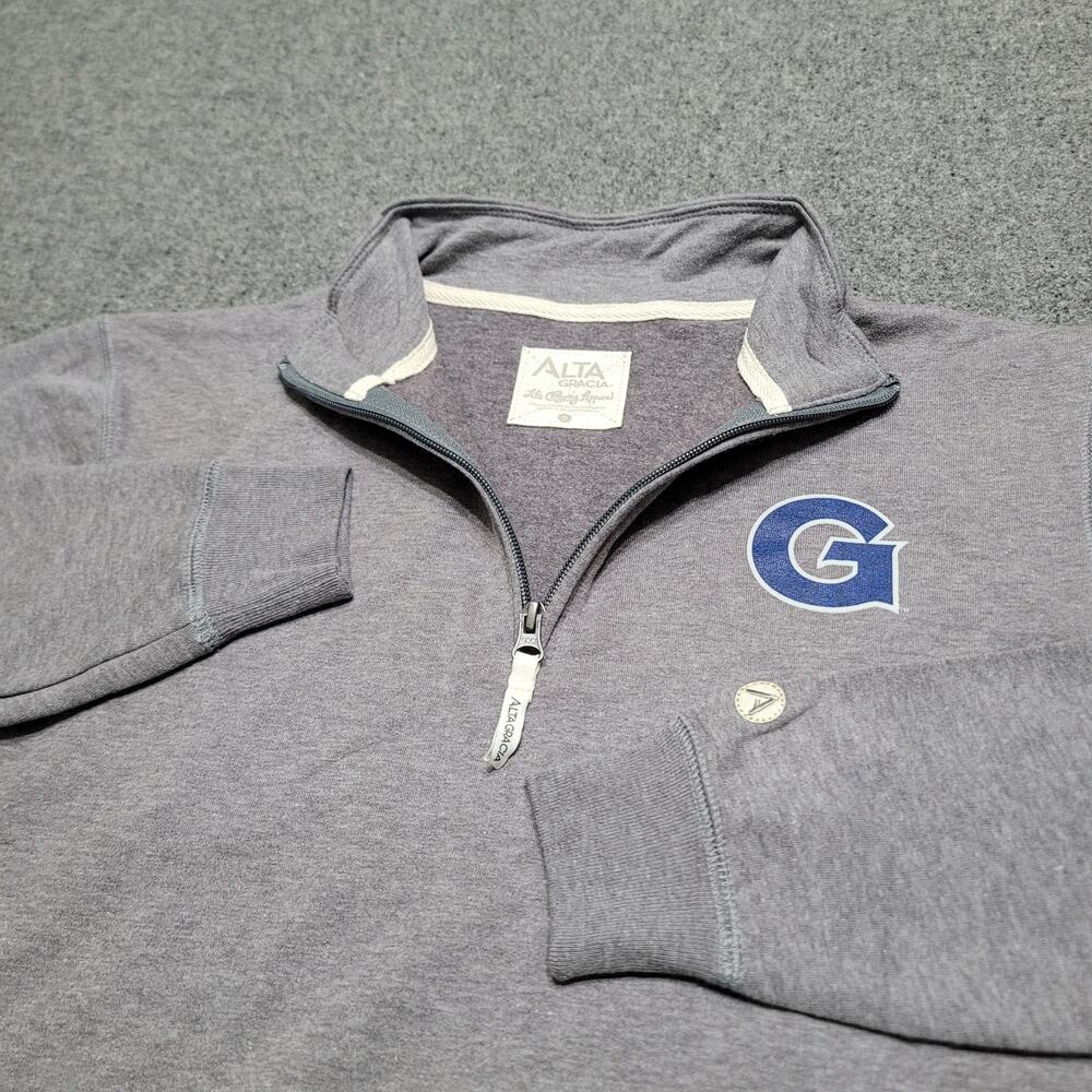 Georgetown Hoyas Sweatshirt Mens Small Gray Quarter Zip Pullover Fleece Sweater
